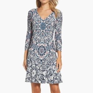 Eliza J Print Knit A-Line Minidress